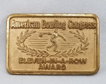 Vintage 1988 American Bowling Congress Belt Buckle | Charles Ty Singer Collectible Sports Award Buckle