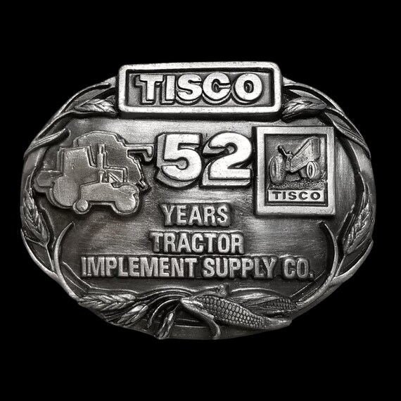 VTG Belt Buckle 1987 Pewter TISCO 52 Years Tractor Implement Supply Co Siskiyou