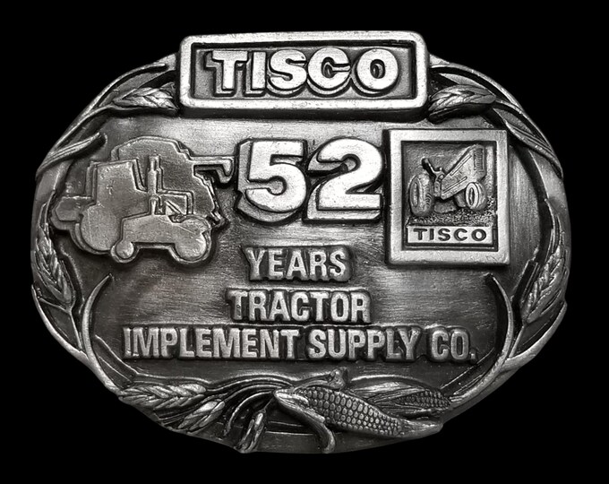 VTG Belt Buckle 1987 Pewter TISCO 52 Years Tractor Implement Supply Co Siskiyou