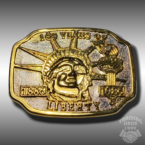 1886-1986 Statue of Liberty 100 Years Belt Buckle Gold Tone
