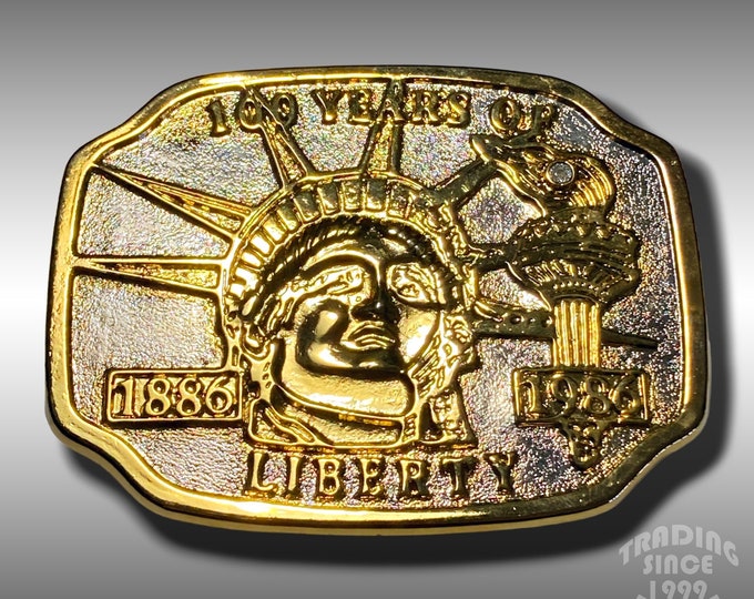 1886-1986 Statue of Liberty 100 Years Belt Buckle Gold Tone