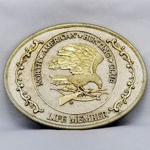 Belt Buckle North American Hunting Club Life Member Eagle Holding Rifle Shotgun