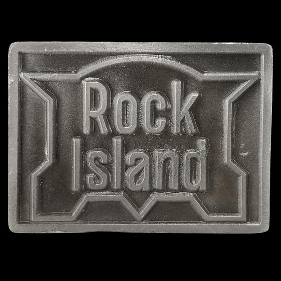 Rock Island Belt Buckle Vintage Eagle Foundry Products Metal USA Made