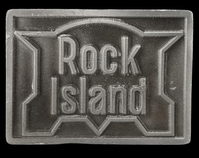 Rock Island Belt Buckle Vintage Eagle Foundry Products Metal USA Made