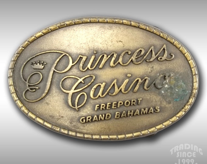 Vintage Princess Casino Freeport Grand Bahamas Novelty Belt Buckle