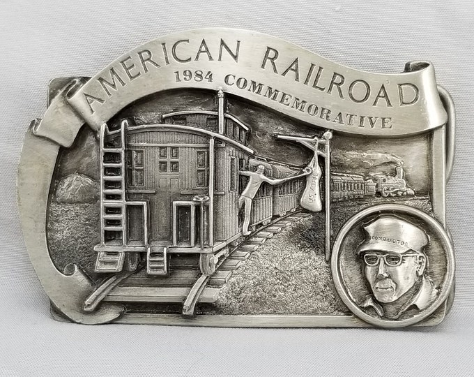 1984 American Railroad Belt Buckle Limited Edition Arroyo Grande Train Collectible