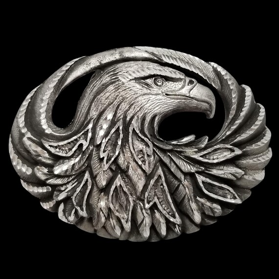 Vintage Belt Buckle 1995 Unique Sculpted American Bald Eagle USA Made By EJC