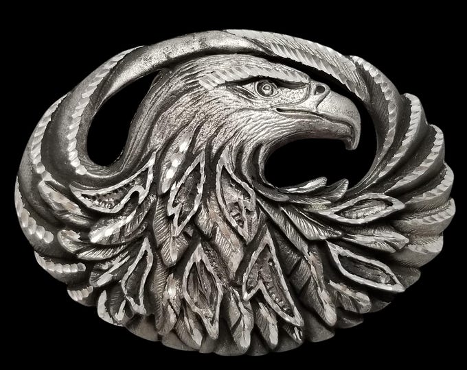 Vintage Belt Buckle 1995 Unique Sculpted American Bald Eagle USA Made By EJC
