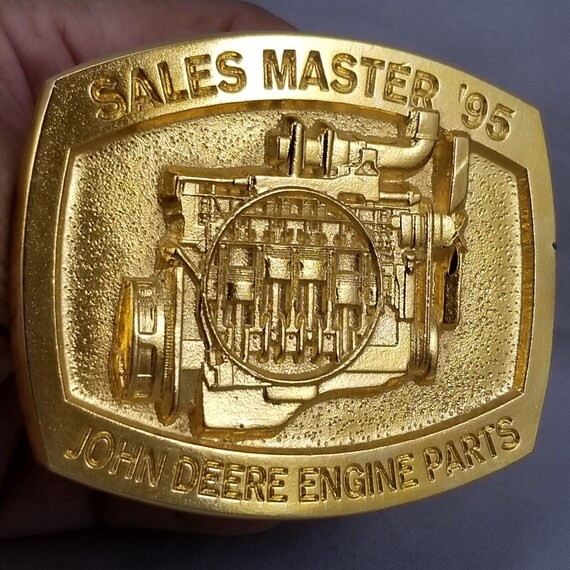 John Deere Engine Parts Sales Master 1995 Belt Buckle Gold Tone Tractor