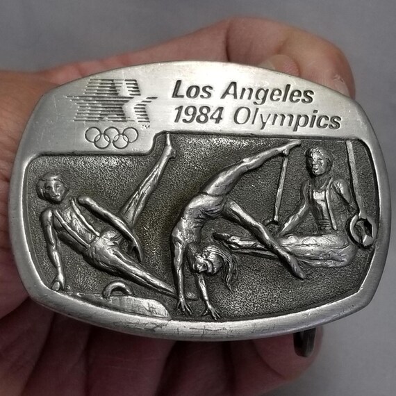 Belt Buckle 1980 Fine Pewter Los Angeles 1984 Olympics Gymnastics Pommel Horse