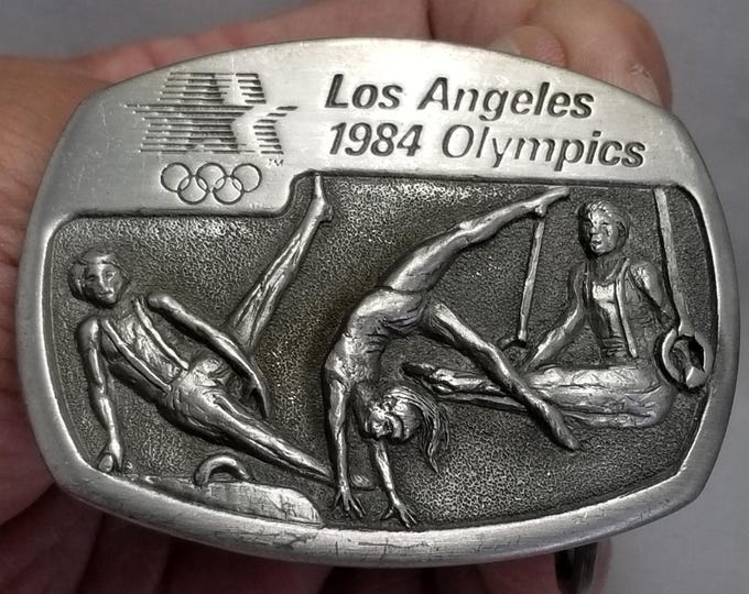 Belt Buckle 1980 Fine Pewter Los Angeles 1984 Olympics Gymnastics Pommel Horse