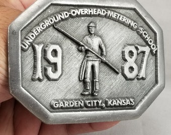 Belt Buckle 1987 Underground Overhead Metering School Garden City Kansas Wheatla