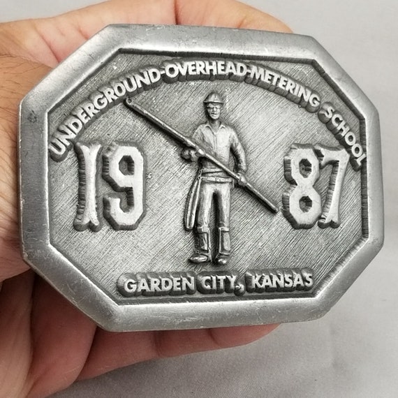 Belt Buckle 1987 Underground Overhead Metering School Garden City Kansas Wheatla