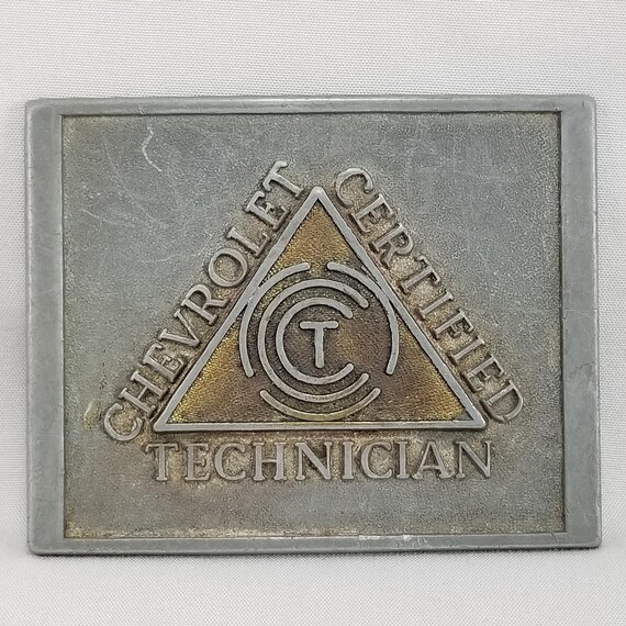 Vintage Belt Buckle Chevrolet Certified Technician Mechanic USA Made By RJR & Co