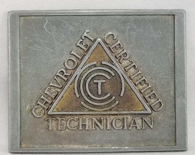 Vintage Belt Buckle Chevrolet Certified Technician Mechanic USA Made By RJR & Co