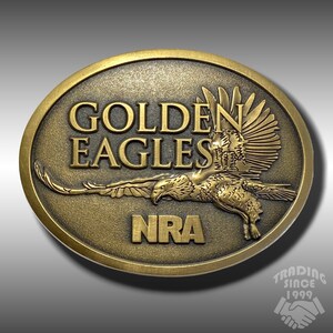 Vintage Belt Buckle NRA Golden Eagles Oval Gold Color American Eagle National