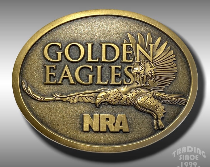 Vintage Belt Buckle NRA Golden Eagles Oval Gold Color American Eagle National