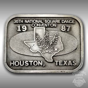 Belt Buckle 1987 36th Square Dance Houston Texas Country Lone Star State Western