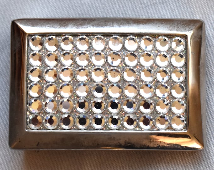 Vintage Belt Buckle Small Women's Unisex Clear Rhinestones Sparkling Shiny Gift