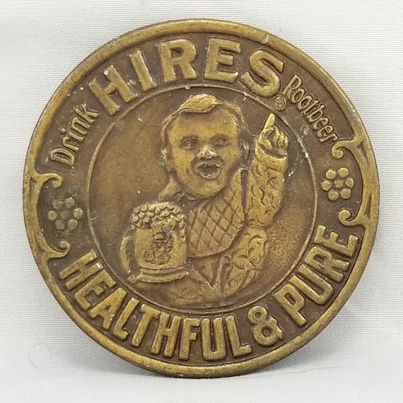 Vintage HIRES Rootbeer Belt Buckle Drink HIRES Healthful & Pure Advertising