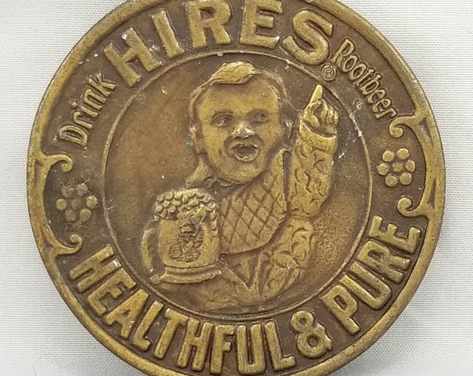 Vintage HIRES Rootbeer Belt Buckle Drink HIRES Healthful & Pure Advertising