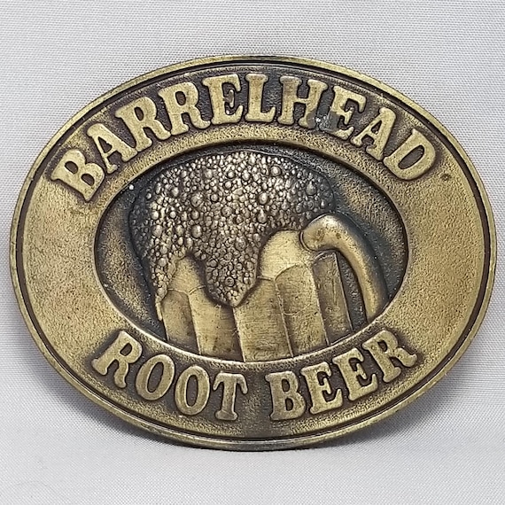 1976 Barrelhead Root Beer Solid Brass Belt Buckle Novelty Adult Collectible