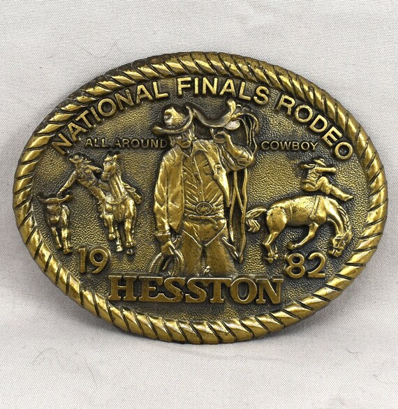 Vintage Belt Buckle 1982 Hesston NFR National Fina