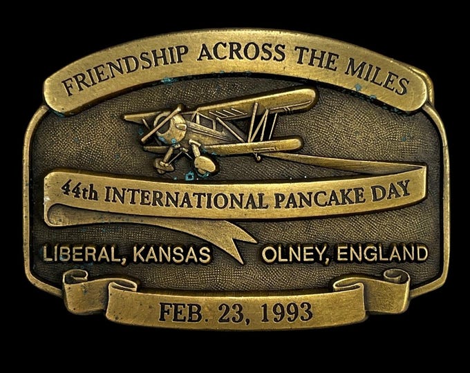 Belt Buckle 1993 Western Associates 44th International Pancake Day Biplane