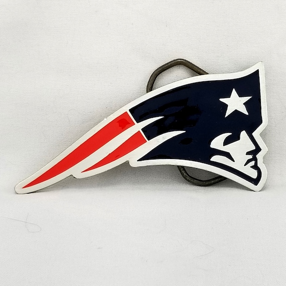Vintage New England Patriots NFL Football Belt Buckle Red White Blue Fine Pewter