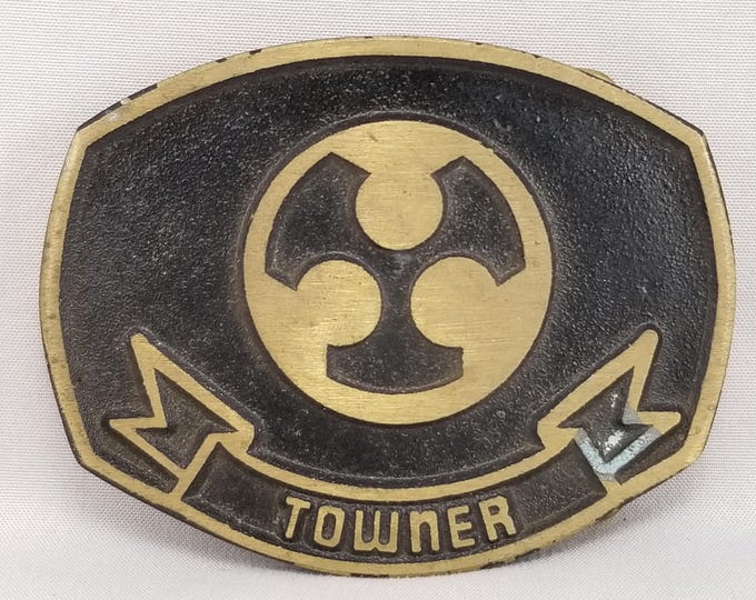 Vintage Belt Buckle Solid Bronze Towner USA Made By Dyna Buckle Provo Utah