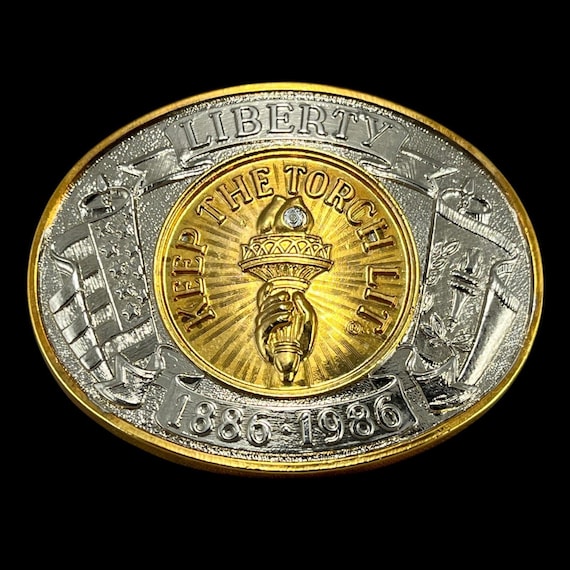 Belt Buckle 1982 Statue of Liberty Weingeroff Keep The Torch Lit Centennial