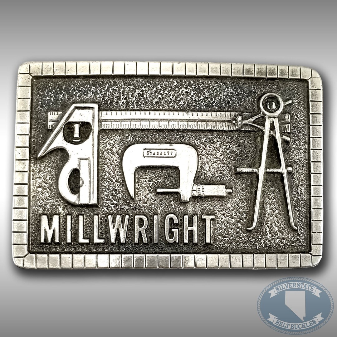 Vintage Belt Buckle 1977 Millwright Construction Tools Haddox Etsy