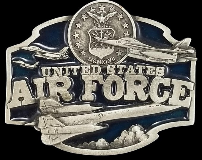 Vintage United States Air Force Pewter Belt Buckle 1987 Siskiyou Buckle Co