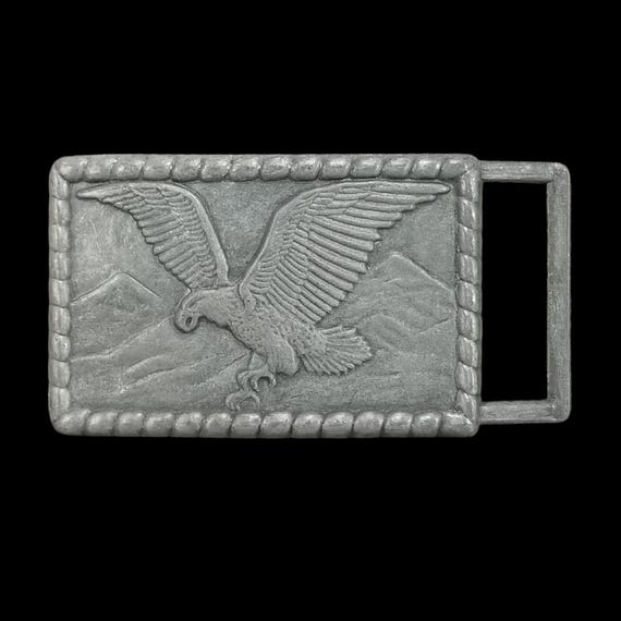 Vintage Bald Eagle Mountain Scene Belt Buckle Tone Western Wildlife Soaring