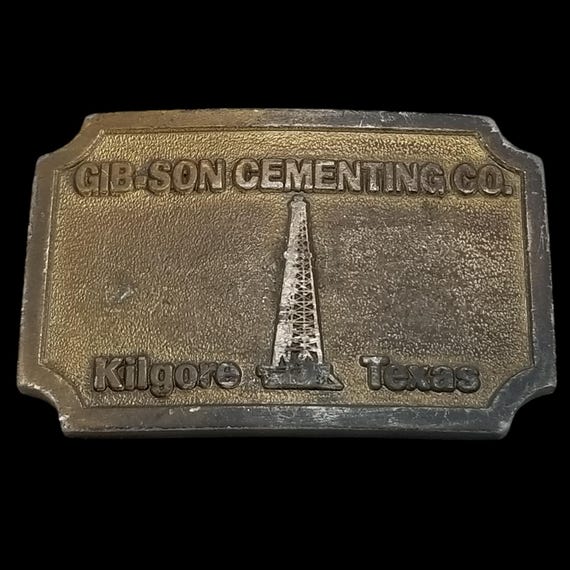 Vintage Belt Buckle Gib.Son Gibson Cementing Co. Kilgore Texas Hit Line USA