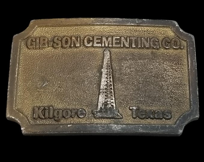 Vintage Belt Buckle Gib.Son Gibson Cementing Co. Kilgore Texas Hit Line USA