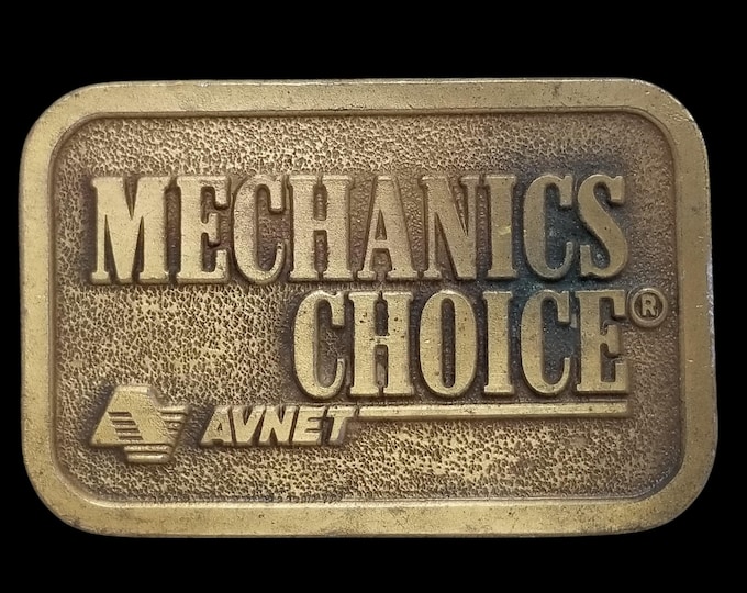 Vintage Mechanics Choice Avnet Brass Belt Buckle - Rustic Industrial Collectible