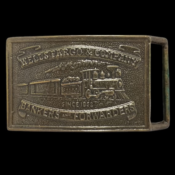 VTG Belt Buckle Wells Fargo & Company Bankers And Forwarders Steam Engine Train