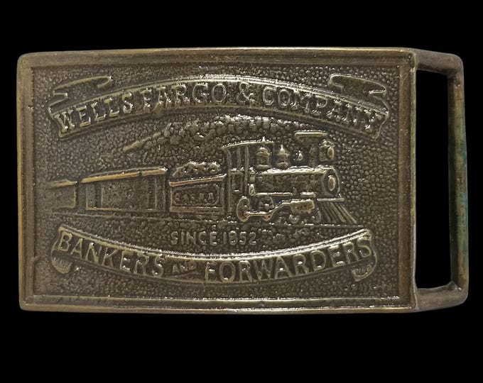 VTG Belt Buckle Wells Fargo & Company Bankers And Forwarders Steam Engine Train
