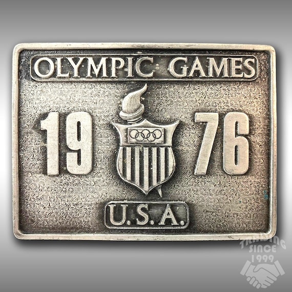 Belt Buckle 1976 Summer Olympic Games Square Shape Silver Color USA