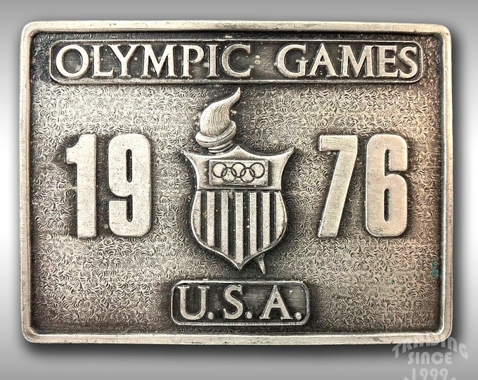 Belt Buckle 1976 Summer Olympic Games Square Shape Silver Color USA