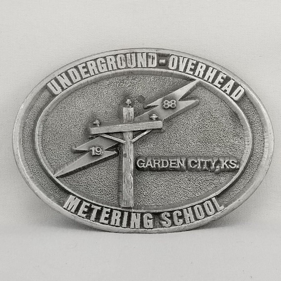 Vintage Belt Buckle 1988 Underground Overhead Metering School Garden City Kansas