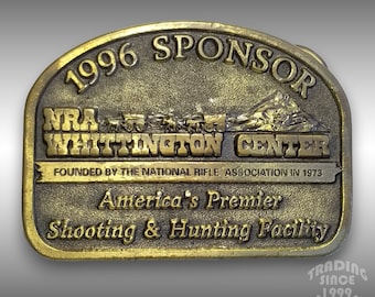 Belt Buckle Solid Brass 1996 Sponsor NRA Whittington Center Shooting And Hunting