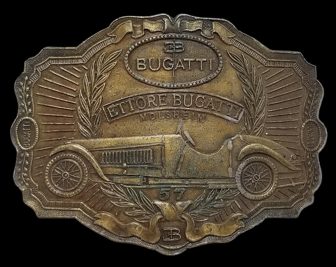 Solid Brass Bugatti Belt Buckle – Ettore Bugatti Molsheim 57 USA Napoleon Empereur