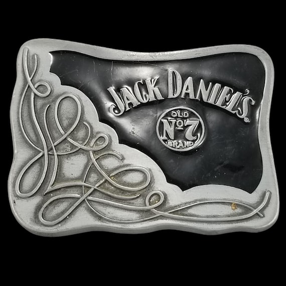 Jack Daniels Old No 7 Brand Western Belt Buckle Metal Silver Black USA Made