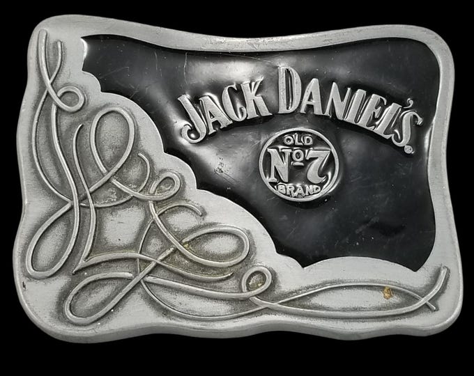 Jack Daniels Old No 7 Brand Western Belt Buckle Metal Silver Black USA Made