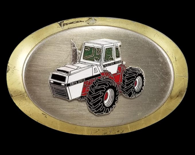 Vintage 2870 Gt4 Traction King Tractor Belt Buckle Oval Gold Tone Farm Equipment