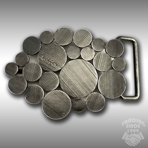 Belt Buckle Circles Round Bubbles Oval Gray Grey Dull Silver Or Black Color