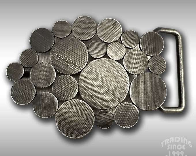 Belt Buckle Circles Round Bubbles Oval Gray Grey Dull Silver Or Black Color