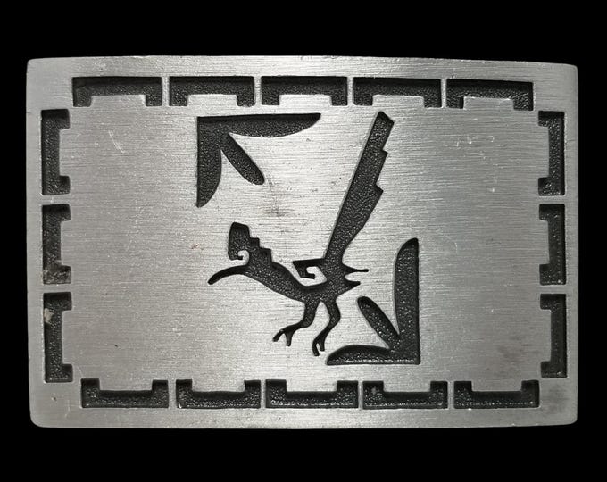 Vintage Belt Buckle Abstract Native American Tribe Tribal Horse Western Southwes